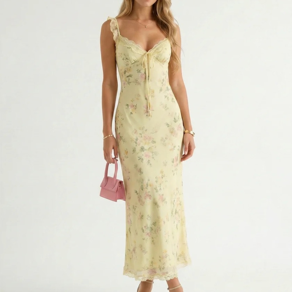 Mille Blue Summer Floral Dress - Yellow